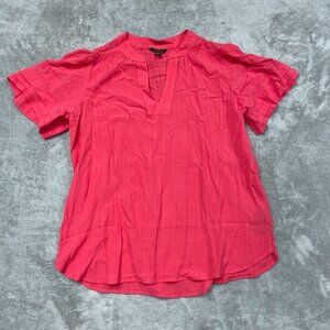 Well Worn Womens Red Short-Sleeve Blouse M Lightweight Casual d0561
